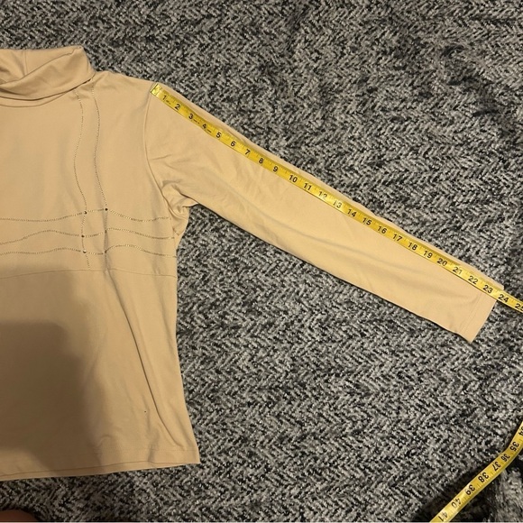 Nils Medium Pale Yellow High Neck Long Sleeve Ski Sportswear Base Layer w Gems - Picture 8 of 10